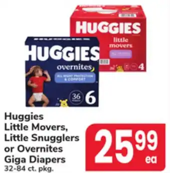 ACME Huggies Little Movers, Little Snugglers or Overnites Giga Diapers offer