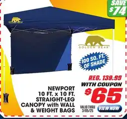 Big 5 Golden Bear Newport 10'x10' Straight-Leg Canopy with Wall offer