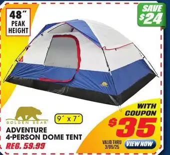 Big 5 Golden Bear Adventure 4-Person Dome Tent offer