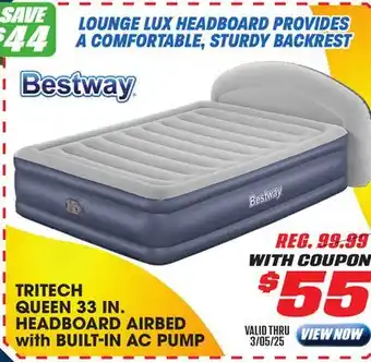 Big 5 Bestway Tritech Queen 33 Headboard Airbed with Built-In AC Pump offer