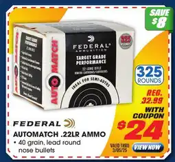 Big 5 Federal AutoMatch .22LR Ammo 325 Rounds offer