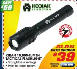 Big 5 Kodiak Kiran Rechargeable 10,000 Lumen Tactical Flashlight offer