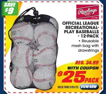 Big 5 Rawlings Official League Recreational-Play Baseballs - 12-Pack offer