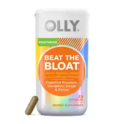 Walmart OLLY Beat the Bloat Capsule Supplement, Digestive Enzyme Support,* Dandelion, Ginger, 25 Ct offer