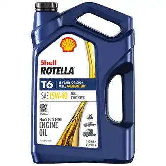 Walmart Shell Rotella T6 Full Synthetic 15W-40 Diesel Engine Oil, 1 Gallon offer