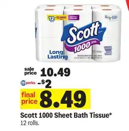 Meijer Scott 1000 Sheet Bath Tissue offer