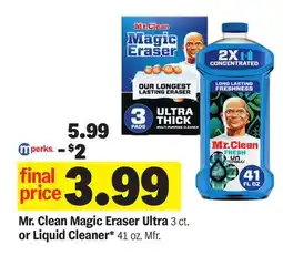 Meijer Mr. Clean Magic Eraser Ultra 3 ct. or Liquid Cleaner* 41 oz offer