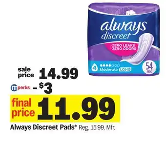 Meijer Always Discreet Pads offer