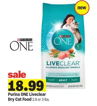 Meijer Purina ONE Liveclear Dry Cat Food offer