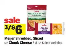 Meijer Meijer Shredded, Sliced or Chunk Cheese offer