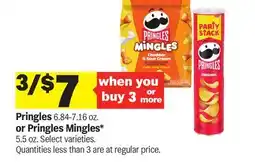 Meijer Pringles 6.84-7.16 oz. or Pringles Mingles 5.5 oz offer