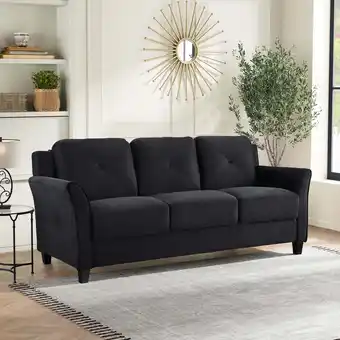 Walmart Lifestyle Solutions Taryn Curved Arms Sofa, Black Fabric offer