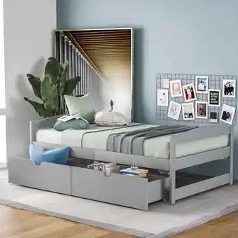 Walmart Euroco Twin Size Wooden Daybed with 2 Storage Drawers for Kids Bedroom, Gray offer