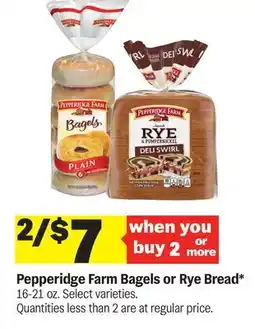 Meijer Pepperidge Farm Bagels or Rye Bread offer