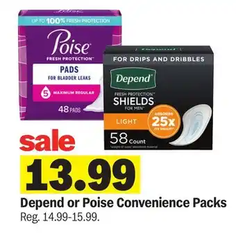 Meijer Depend or Poise Convenience Packs offer