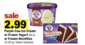 Meijer Purple Cow Ice Cream or Frozen Yogurt 48 oz. or Frozen Novelties 15-42 oz offer