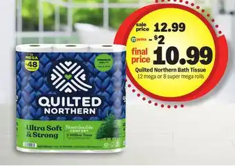 Meijer Quilted Northern Bath Tissue 12 mega or 8 super mega rolls offer