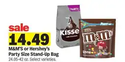 Meijer M&M'S or Hershey's Party Size Stand-Up Bag offer