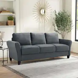 Walmart Lifestyle Solutions Alexa Sofa with Rolled Arms, Gray Fabric offer