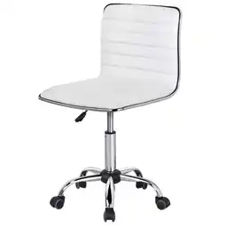 Walmart Alden Design Modern Adjustable Armless Faux Leather Swivel Office Chair, White offer