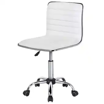 Walmart Alden Design Modern Adjustable Armless Faux Leather Swivel Office Chair, White offer