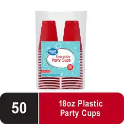 Walmart Great Value Everyday Disposable Plastic Party Cups, Red, 18 oz, 50 Count offer