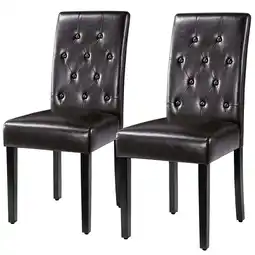 Walmart Alden Design Parson Faux Leather Dining Chair with Solid Wood Legs, Set of 2, Espresso offer