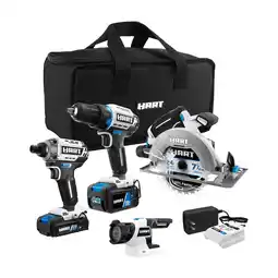 Walmart HART 20 Volts 4-Tool Brushless Combo Kit, (1) 2.0Ah and (1) 4.0Ah Lithium-Ion Battery offer