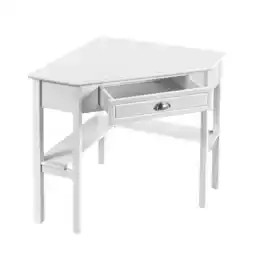 Walmart Renwick Corner Writing Desk with Storage Drawer, White offer