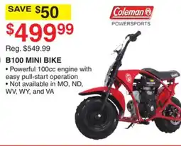 Dunham's Sports COLEMAN B100 MINI BIKE offer