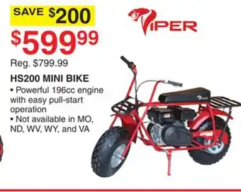 Dunham's Sports VIPER HS200 MINI BIKE offer