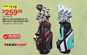 Dunham's Sports MEN'S OR WOMEN'S TX 500 GOLF PACKAGE SET offer