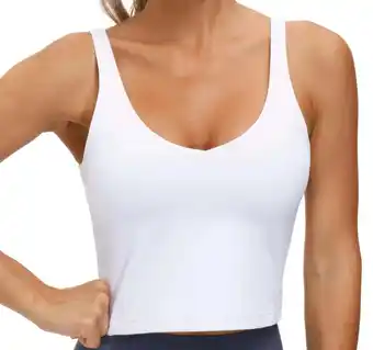 Walmart Rosvigor Womens Sports Bras Longline Wirefree Padded Workout Tank Tops for Women offer