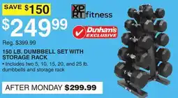 Dunham's Sports 150 LB. DUMBBELL SET WITH STORAGE RACK offer