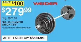 Dunham's Sports 300 LB. OLYMPIC WEIGHT SET offer