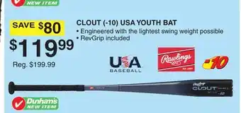 Dunham's Sports CLOUT USA YOUTH BAT offer