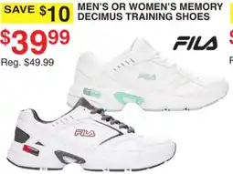 Dunham's Sports FILA MEN'S OR WOMEN'S MEMORY DECIMUS TRAINING SHOES offer