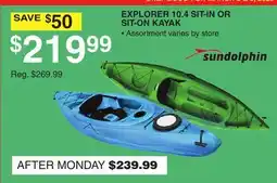 Dunham's Sports EXPLORER 10.4 SIT-IN OR SIT-ON KAYAK offer