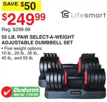 Dunham's Sports 55 LB. PAIR SELECT-A-WEIGHT ADJUSTABLE DUMBBELL SET offer