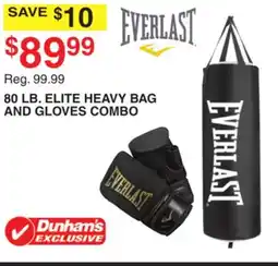 Dunham's Sports EVERLAST 80 LB. ELITE HEAVY BAG AND GLOVES COMBO offer