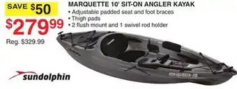 Dunham's Sports SUNDOLPHIN MARQUETTE 10' SIT-ON ANGLER KAYAK offer