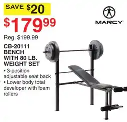 Dunham's Sports MARCY CB-20111 BENCH WITH 80 LB. WEIGHT SET offer