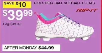 Dunham's Sports RIP IT GIRL'S PLAY BALL SOFTBALL CLEATS offer