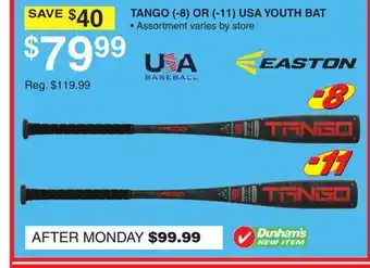 Dunham's Sports EASTON TANGO USA YOUTH BAT offer