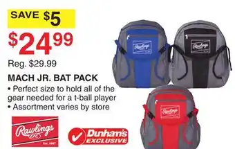 Dunham's Sports RAWLINGS MACH JR. BAT PACK offer