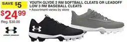 Dunham's Sports YOUTH GLYDE 2 RM SOFTBALL CLEATS OR LEADOFF LOW 3 RM BASEBALL CLEATS offer