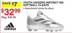 Dunham's Sports YOUTH ADIZERO INSTINCT MD SOFTBALL CLEATS offer