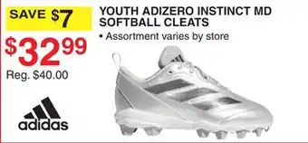 Dunham's Sports YOUTH ADIZERO INSTINCT MD SOFTBALL CLEATS offer