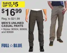 Dunham's Sports FULL BLUE MEN'S UNLINED CASUAL PANTS offer