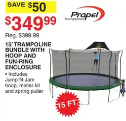 Dunham's Sports PROPEL 15' TRAMPOLINE BUNDLE WITH HOOP AND FUN-RING ENCLOSURE offer